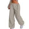 Baggy Cargo Pants For Women Over Size Long Pants Cargo Pants High Waist Pleated Pants Rope Belt Adjustable Cargo Pants Women