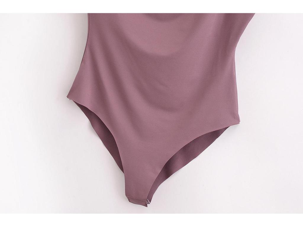 Spring 2025 Women's European & American Style Pleated Slimming Bodysuit