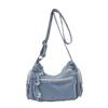 Denim bag women's large capacity 2025 new autumn and winter casual messenger bag college students commuting tote bag