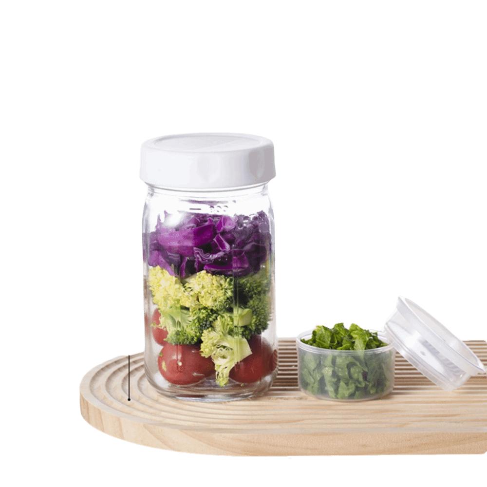 32OZ Glass Salad Jar Leakproof with Lid Salad Containers Sealed Dry Wet Separation Oat Jar For Picnic Office Fitness