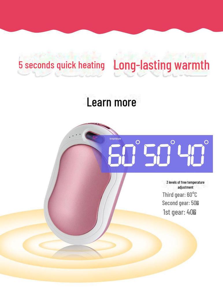 Dual-Function Hand Warmer & USB Power Bank with Heating & Vibration Massage