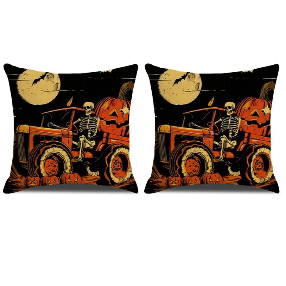 

2Pcs 45x45cm Halloween Pillow Cover Flax Sofa Pillowcase Bedding Pillowcase Pillow Shell Pillow Style 2