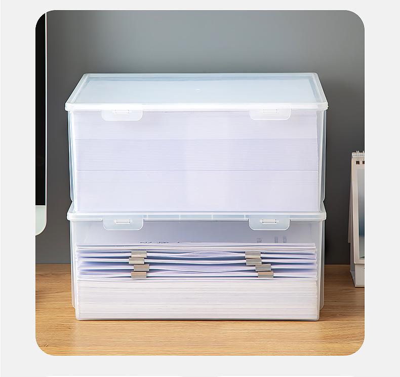 Transparenter Kunststoff A4 Schreibtischorganizer mit Deckel - Staubdichte quadratische Ablagebox