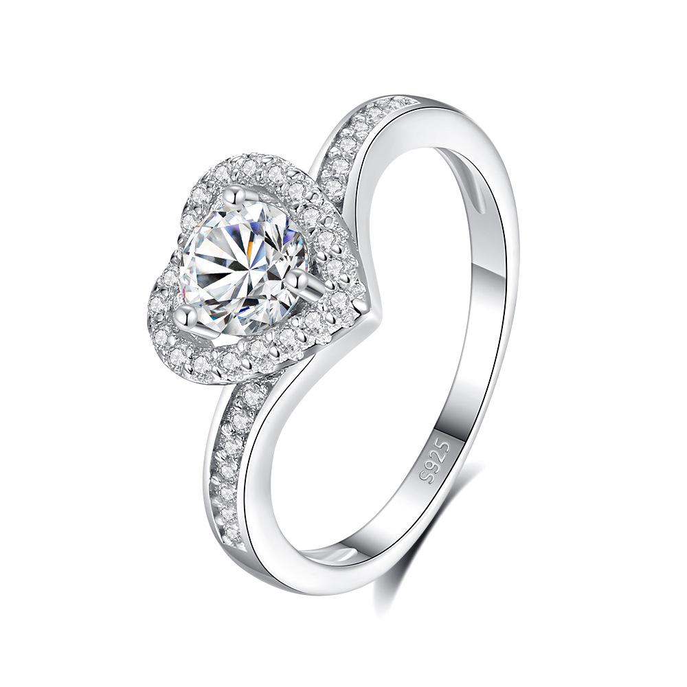 Anello Pavé a Cuore in Moissanite da 0,5ct, Argento 925 da Donna, Regalo di Matrimonio di Alta Gamma