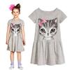 Maglietta Gonna Bambina Stampa Gatto Festa Principessa Skater Estiva Vestito Carino Bambina