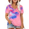Moda Estiva T-shirt Tie Dye Stampa 3D Donna Streetwear Magliette Casual Top Y2k Donna Harajuku Magliette Scollo a V Abbigliamento Oversize