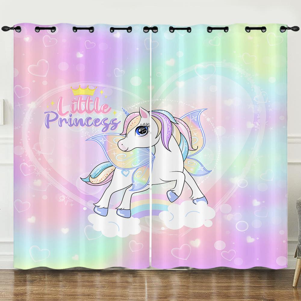 Curtain Graffiti Flowers And Plants 3D Digital Printing Blackout Curtain Punching