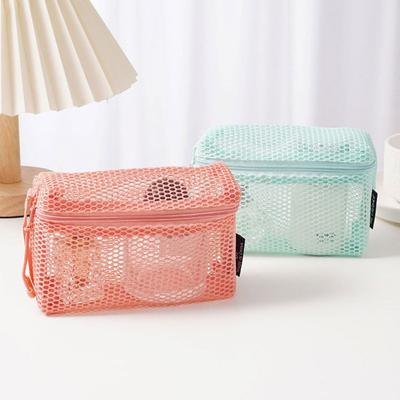 Lässige Aufbewahrungstasche aus Nylon Handlich mit Reißverschluss Kosmetiktasche Mehrzweck Netz-Netztasche Reise