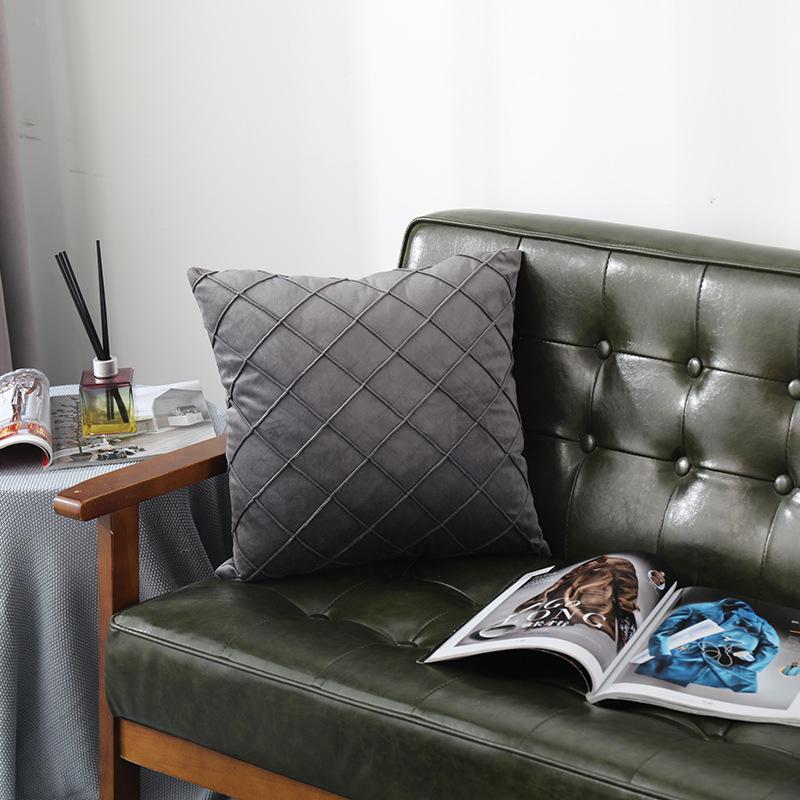 

Velvet Plaid Pillow Cover Sofa Cushion Office Waist Velvet Bedside Pillow Cover Core-Free Premium Durable Quality 42 * 42cm