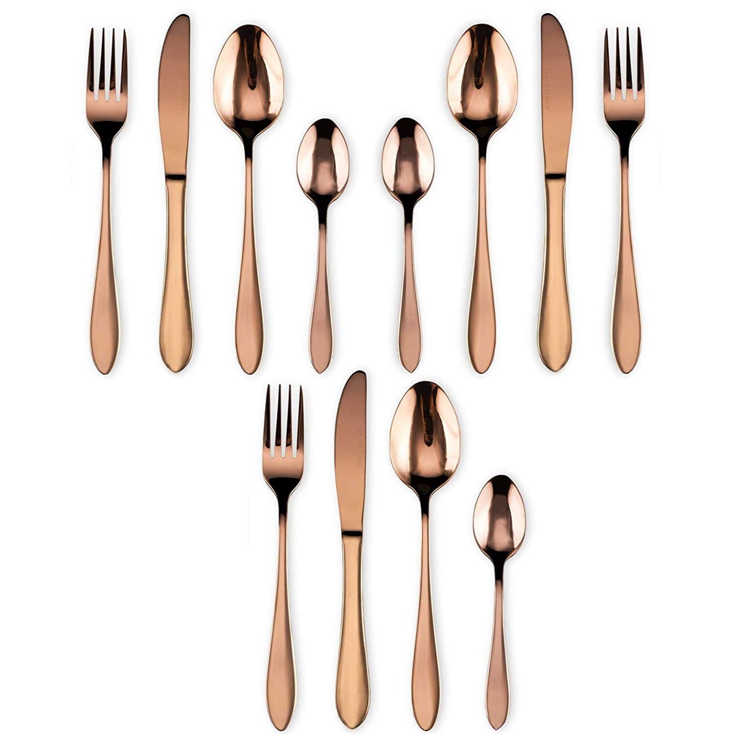 

Набор столовых приборов из нержавеющей стали с зеркальной полировкой, покрытый розовым золотом, медный набор столового серебра, набор столовых приборов цвета розового золота