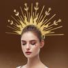 Grampo de Cabelo Estrela Lua Deus Sol Adorno de Cabeça da Madona Ocidental Dourado Deusa Desfile de Moda Role Play Essencial