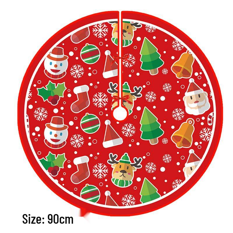 Creative Cartoon Print Christmas Tree Skirt - Festive Home & Party Decoration