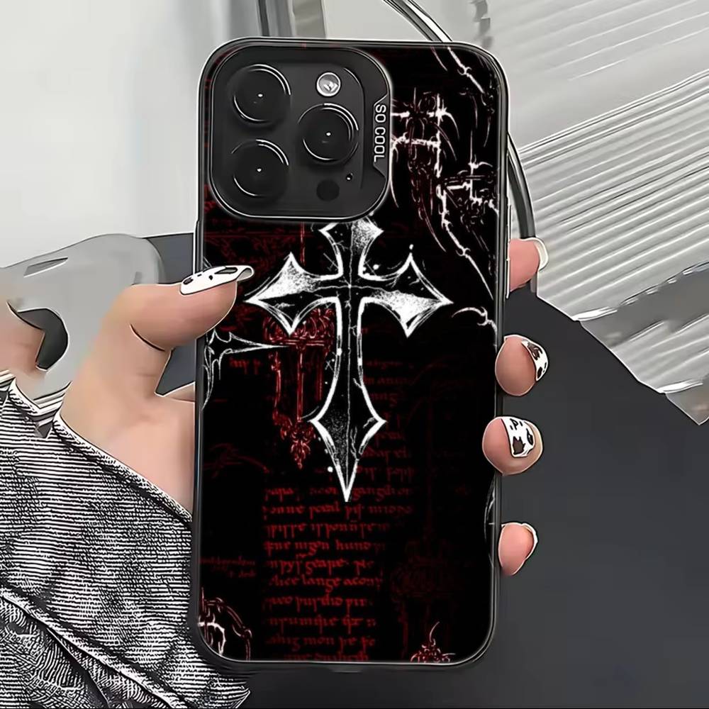 C-Cool Dark Catgothic C-Cross Phone Case For iPhone 17,16,15,14,13,12,11 Plus,Pro Max,XS,Colorful Silver Black Cover