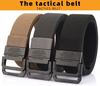 Unisex Black Metal Double Ring Buckle Elastic Canvas Belt for All Seasons