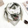 Magnetic buckle cotton and linen small square scarf silk scarf women's spring and autumn versatile neck protection scarf triangular scarf new warm sca