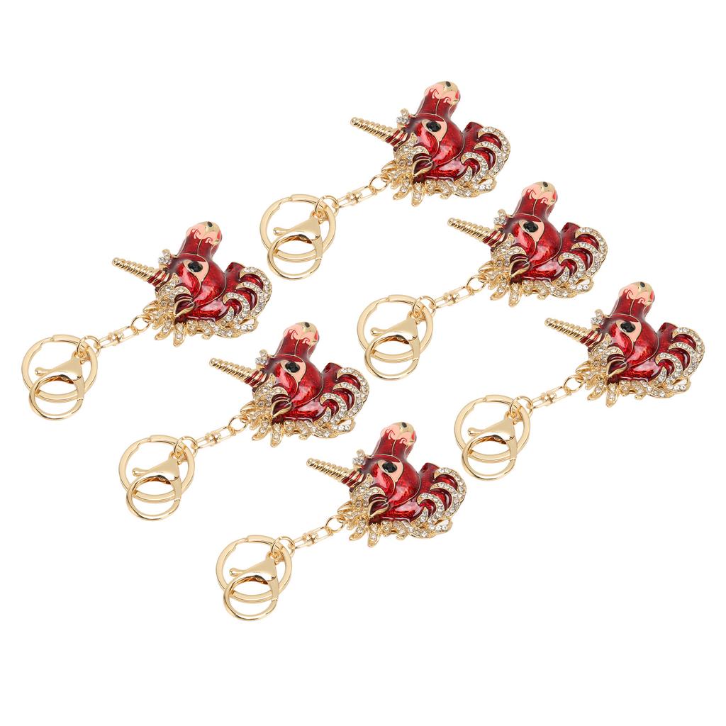 6 Pcs Key Chains Cartoon Style Shiny Luster Metal Decorative Practical Compact Portable Key Chains