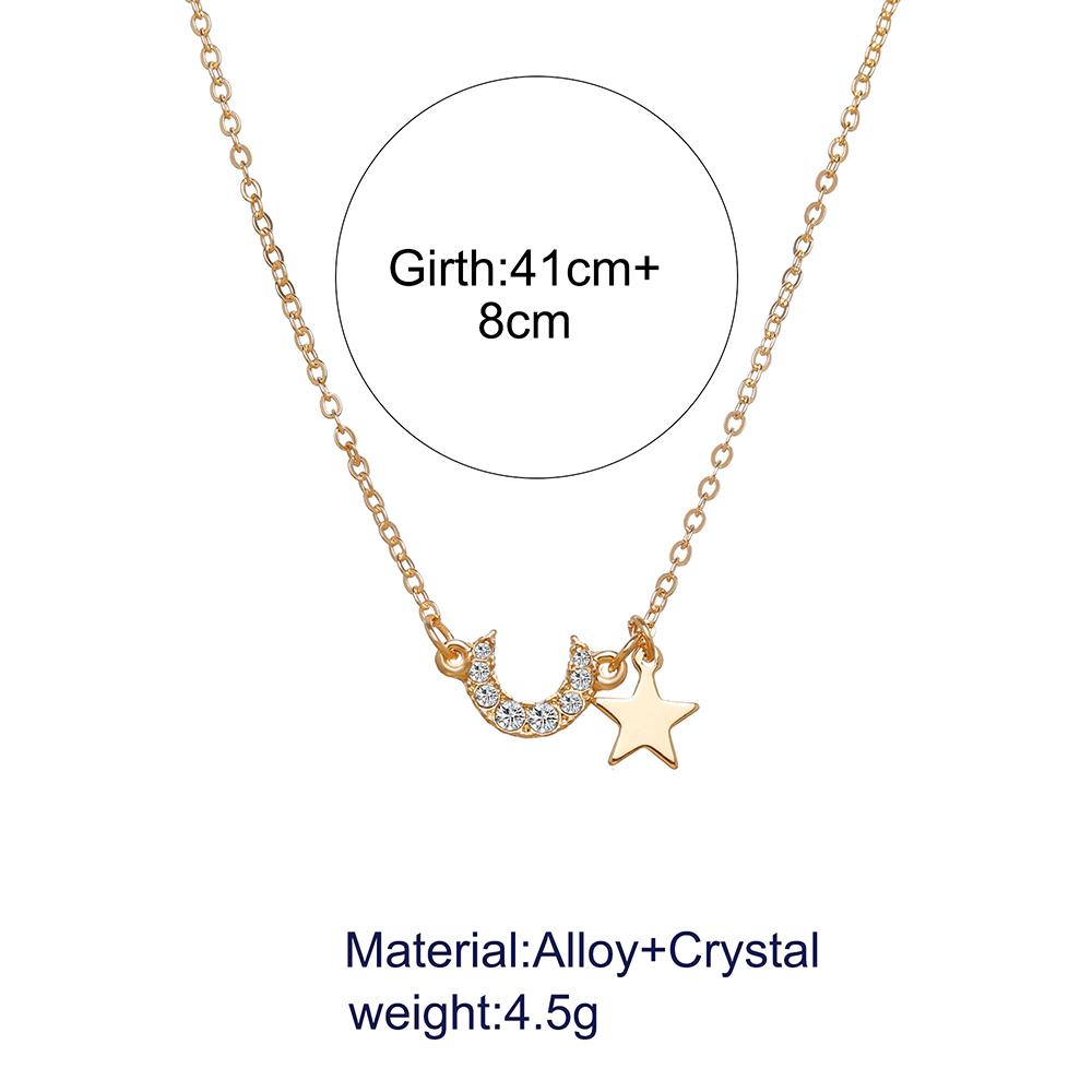 Moda Simples Estrela Lua Clavícula Colar Elegante Doce Pingente Corrente Mulheres Jóias Acessórios