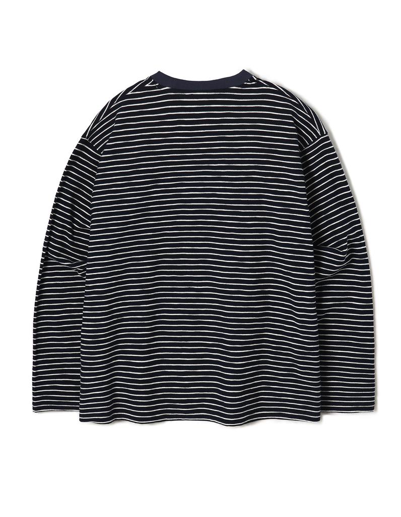 LORES Textured Striped L/S Tee - Navy