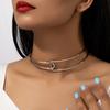 Exaggerated Punk Vintage Open Buckle Alloy Women Choker Clavicle Necklace