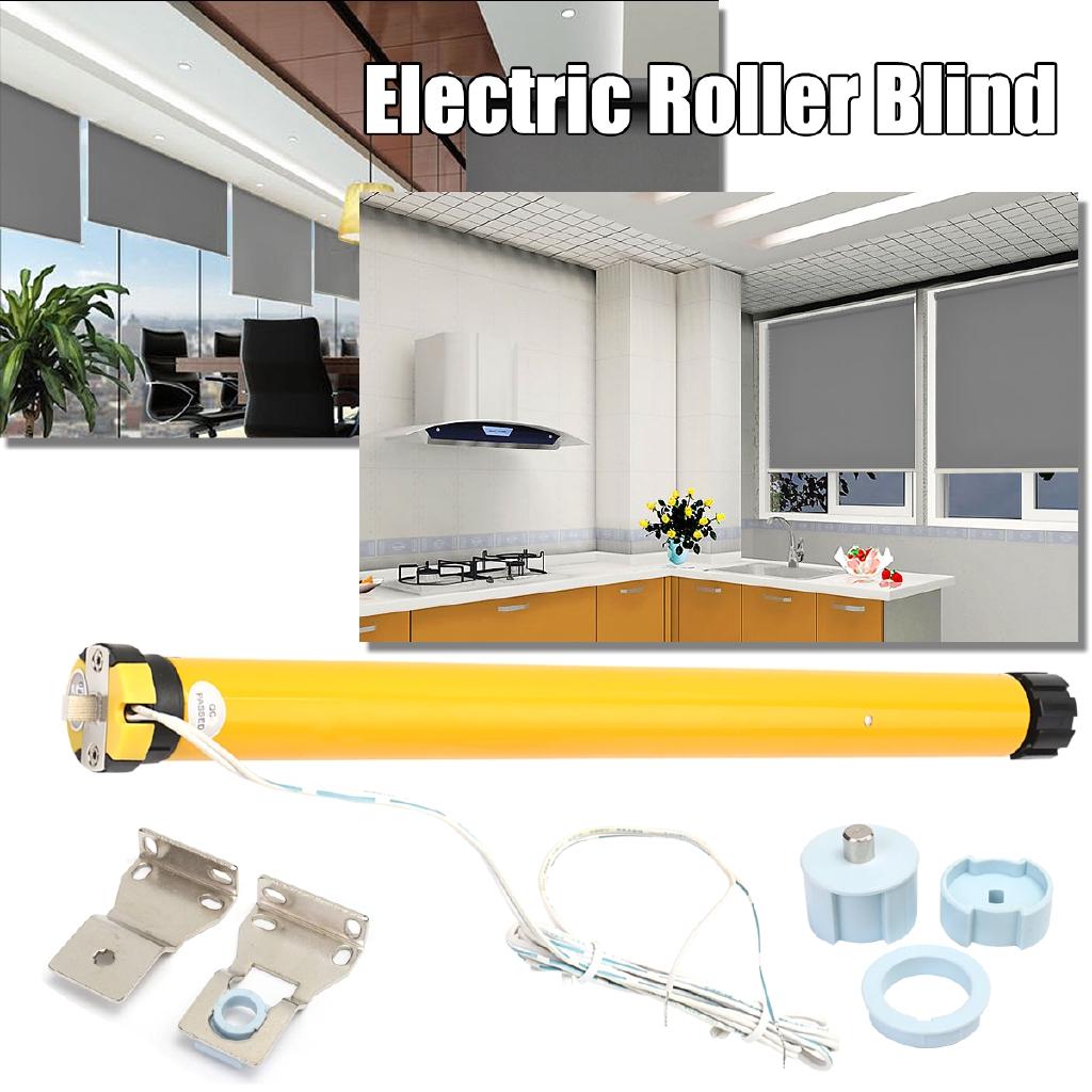 Kit DIY 30 tr/min Haute Qualité Noir & Jaune CC 12V Moteur Tubulaire Électrique pour Store Roulant / Stores Ensemble 11W 25mm