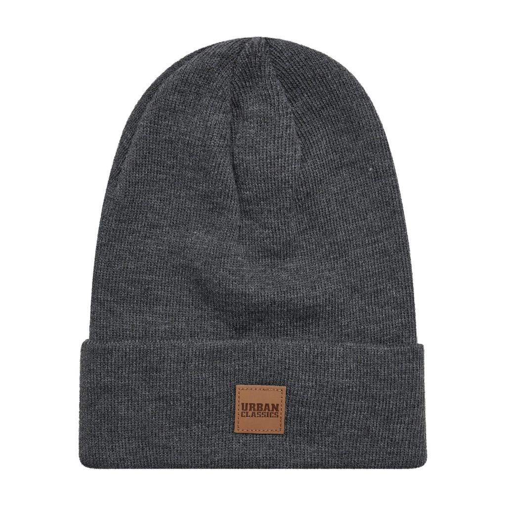 Urban Classics Faux Leather Patch Long Beanie