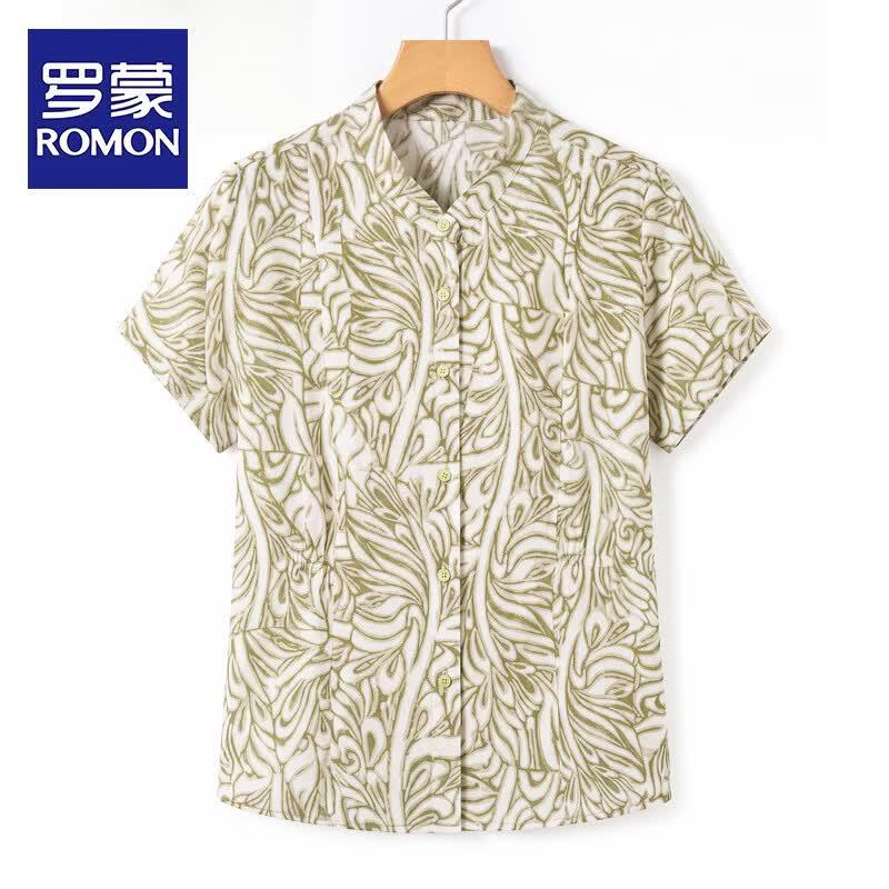 ROMON Women s Summer Printed Short-Sleeve Shirt 2XL