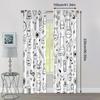 2pcs, Contemporary Curtains Black and White Floral Pattern Machine Washable (without Rod) Thermal Insulation, and Room Darkening