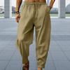 Pantaloni da uomo con coulisse, elastico in vita, gamba larga, a righe, cavallo profondo, tinta unita, larghi, morbidi, traspiranti, sportivi