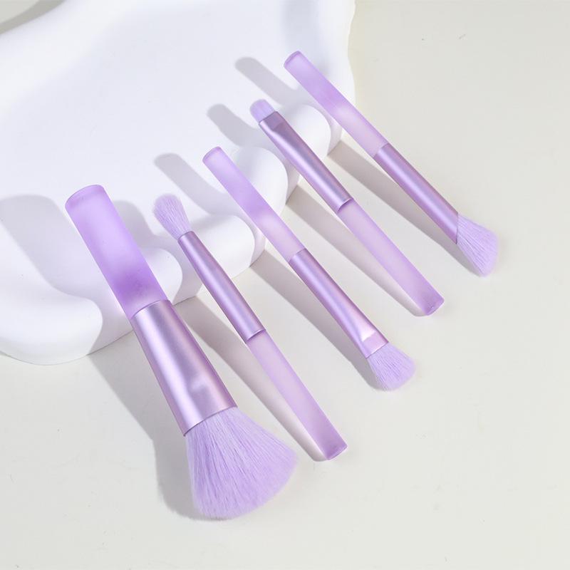 5-teiliges Schnelltrocknendes Make-up-Pinselset mit Netztasche - Enthält superweiche Puder- und Stippling-Rougepinsel