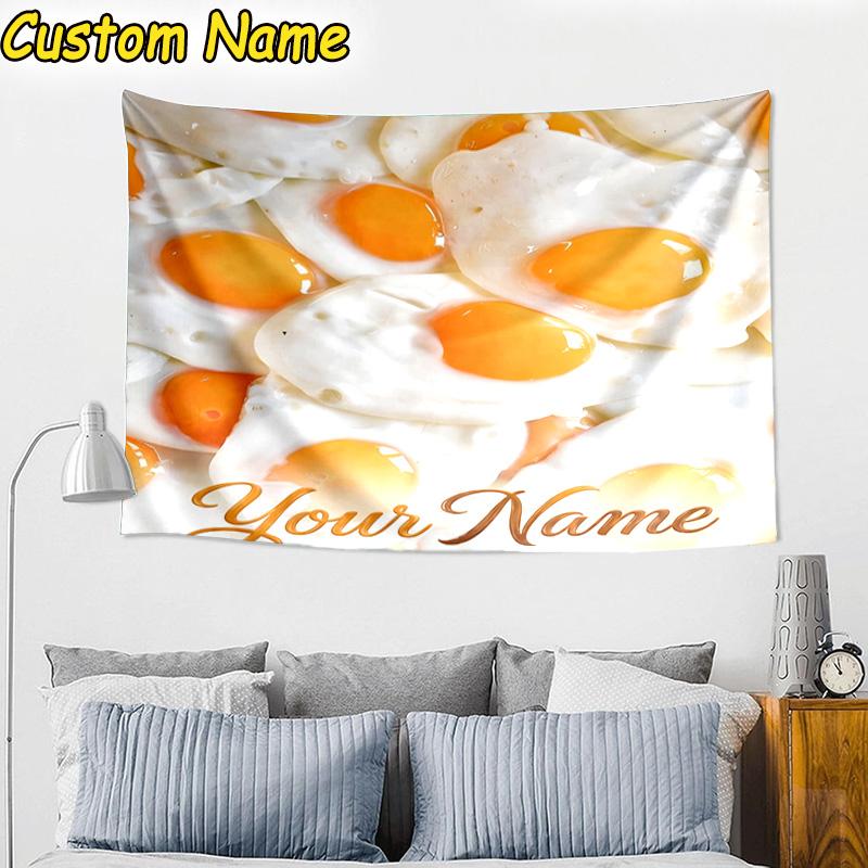 Custom Name Egg Yolk Delight Tapestry Room Decoration Wall Hanging for Living Room Bedroom, dormitory, Birthday and Christmas gifts