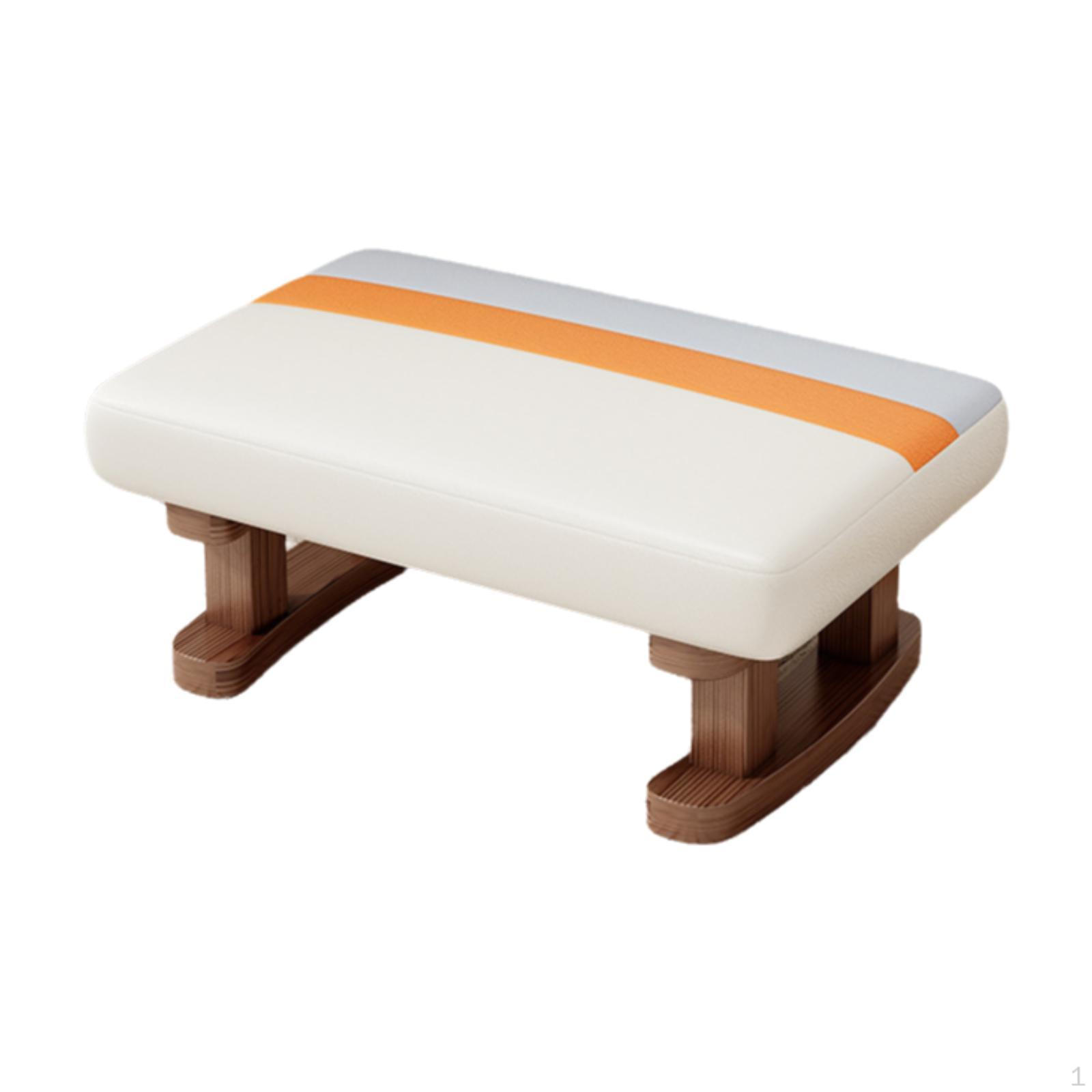 

Foot Rest with Wooden Legs Rectangle Step Stool Padded Small Ottoman for Couch бежевый