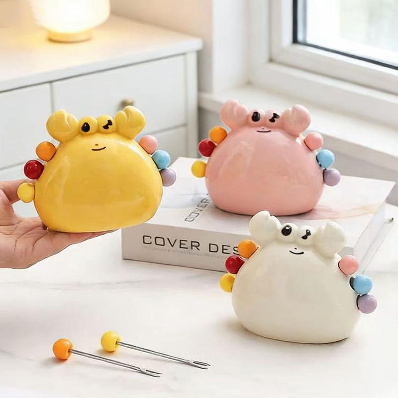 Miniso Cute Crab Fruit Fork Set Home Living Room and Kitchen Desktop Decoration Ornament Fruit Tools Gift