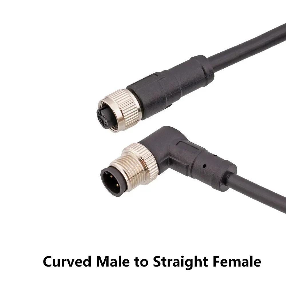 M12 4Pin 5Pin 8Pin 12Pin Double Plug 1M 2M 3M PUR PVC Shield Wire Sensor Connector Straight Angle Male Female Plug Adapter