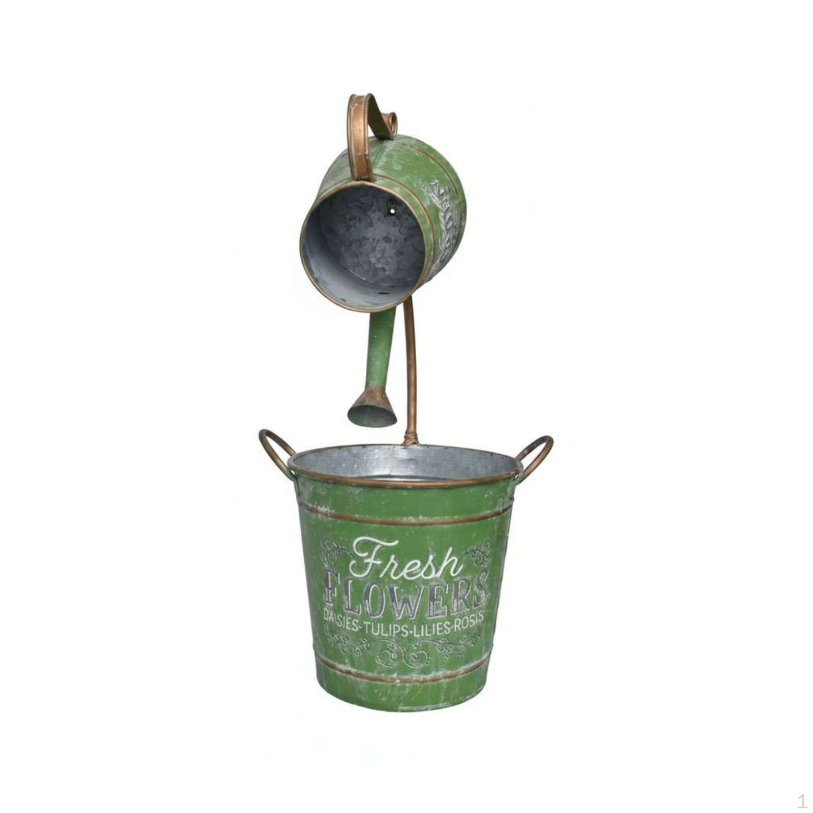 Vintage Metal Planter Embossed Rustic Plant Pot Iron Art Watering Can for Balcony, Patio