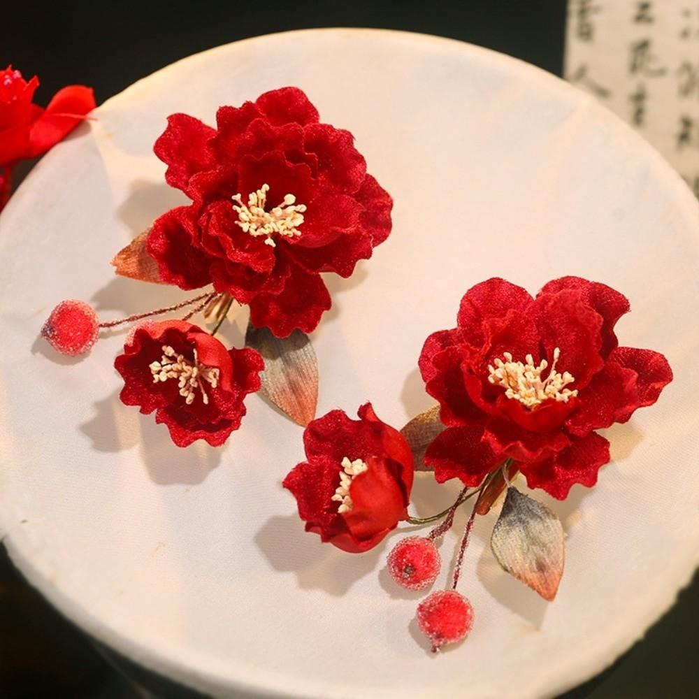 Beautiful Hanfu Flower Hair Clips Headwear Exquisite Fairy Side Clips  Wedding