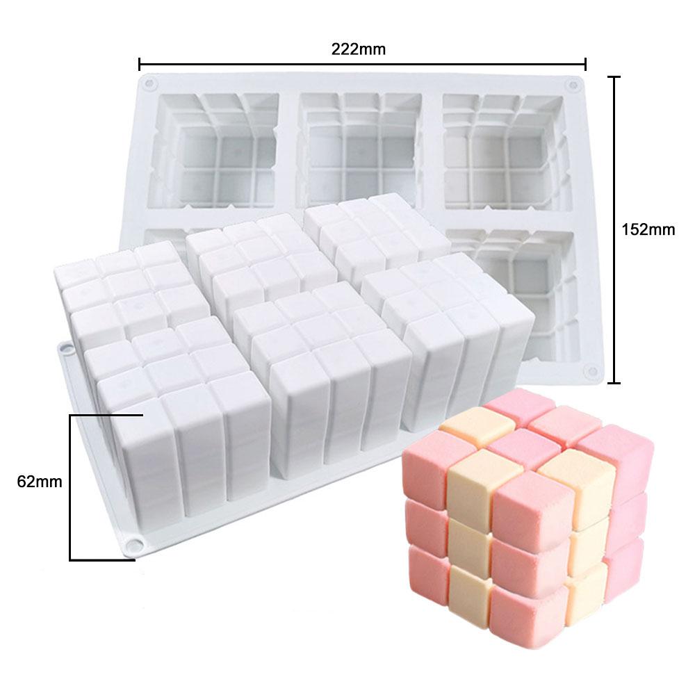 Silicone world Silicone 3D Cube Baking Mousse Cake Mold Dessert Molds DIY Aromatherapy Candle Plaster Mould Handmade Soap Mold