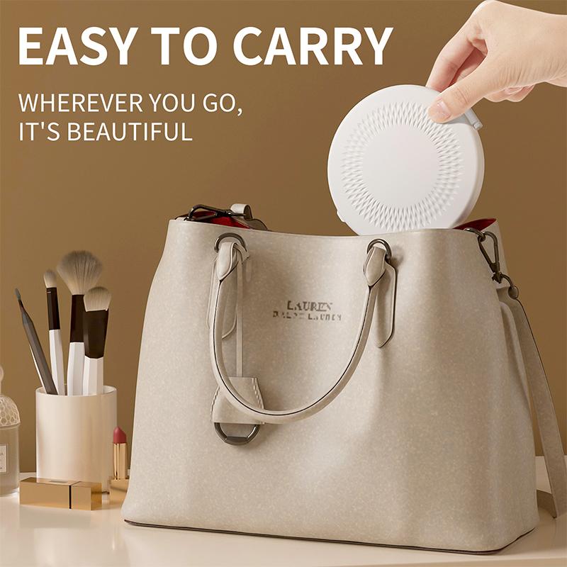 1x/5x Magnifying Makeup Mirror Intelligent Tri Color LED Light Cosmetic Mirrors Small Portable HD Double-Sided Mirror for Travel