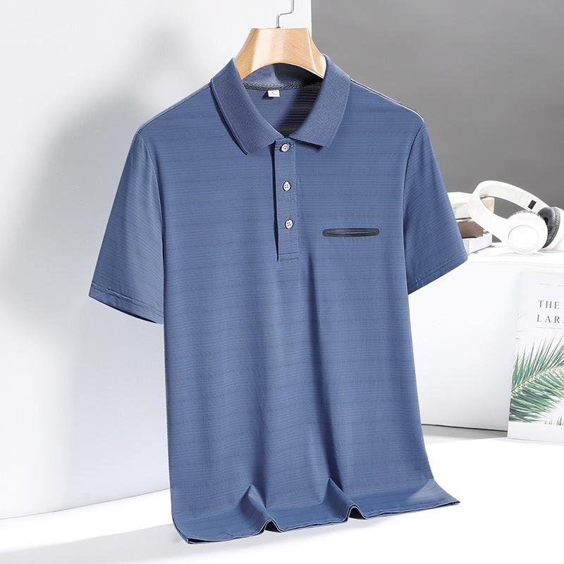 Men's ice silk T-shirt men's light business solid color short-sleeved top POLO shirt