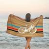 Holzfahrrad Strandtuch, Weiches Mikrofaser Schnelltrocknendes Übergroßes Badetuch, Retro Sommer Pooldecke 1 Stück