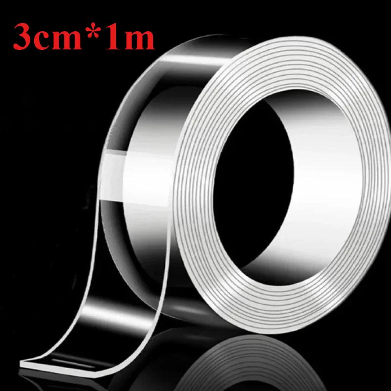 

Суперпрочный нано двухсторонний скотч прозрачный многоразовый водонепроницаемый клейкие ленты моющийся для дома кухни ванной комнаты принадлежности 3cm&1meter,1pc