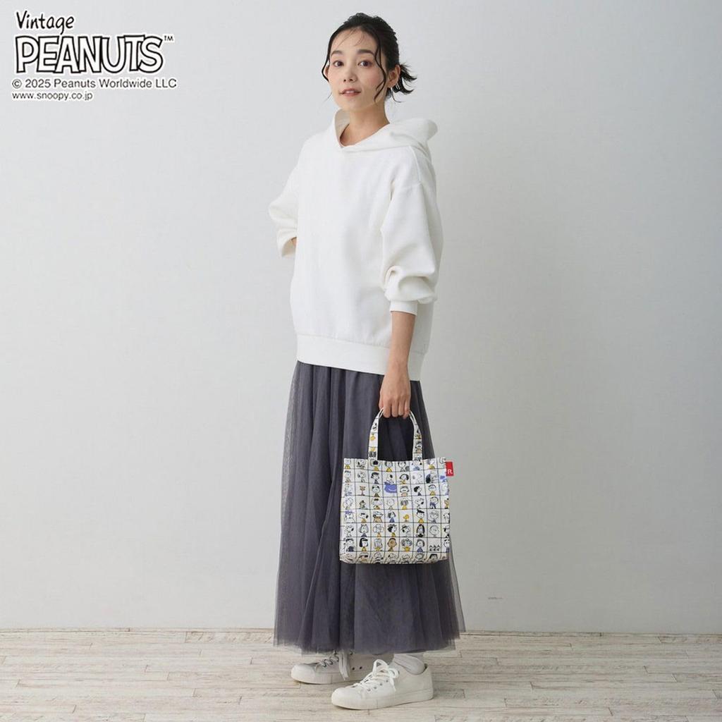 Rootote Women's Snoopy Small Tote Bag, Lunch Bag, Laminated Surface, IP Square Lami Peanuts-0L 8431 (03 Joe Cool)