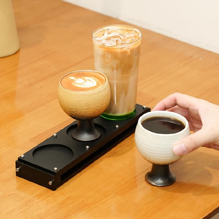 3 Hole Drink Cup Stand Shelf Acrylic Heat Resistant Cup Holder Nonslip Base Drinks Serving Board Coffee Storage Rack