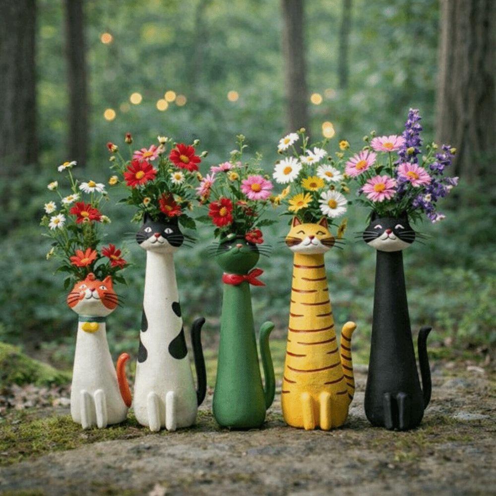 Handgefertigte katzenförmige Vase Niedliche handgefertigte Vasen-Dekorationen Geschenk Kreative Cartoon-Katzenvase Büro