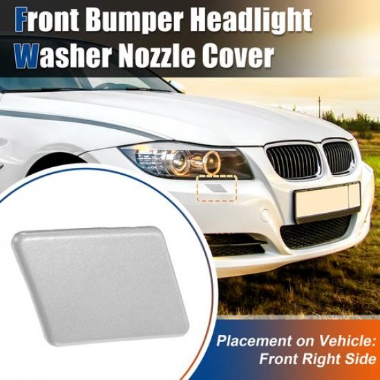 Right Passenger Side Front Bumper Washer Nozzle Cover for BMW E90 Silver Tone