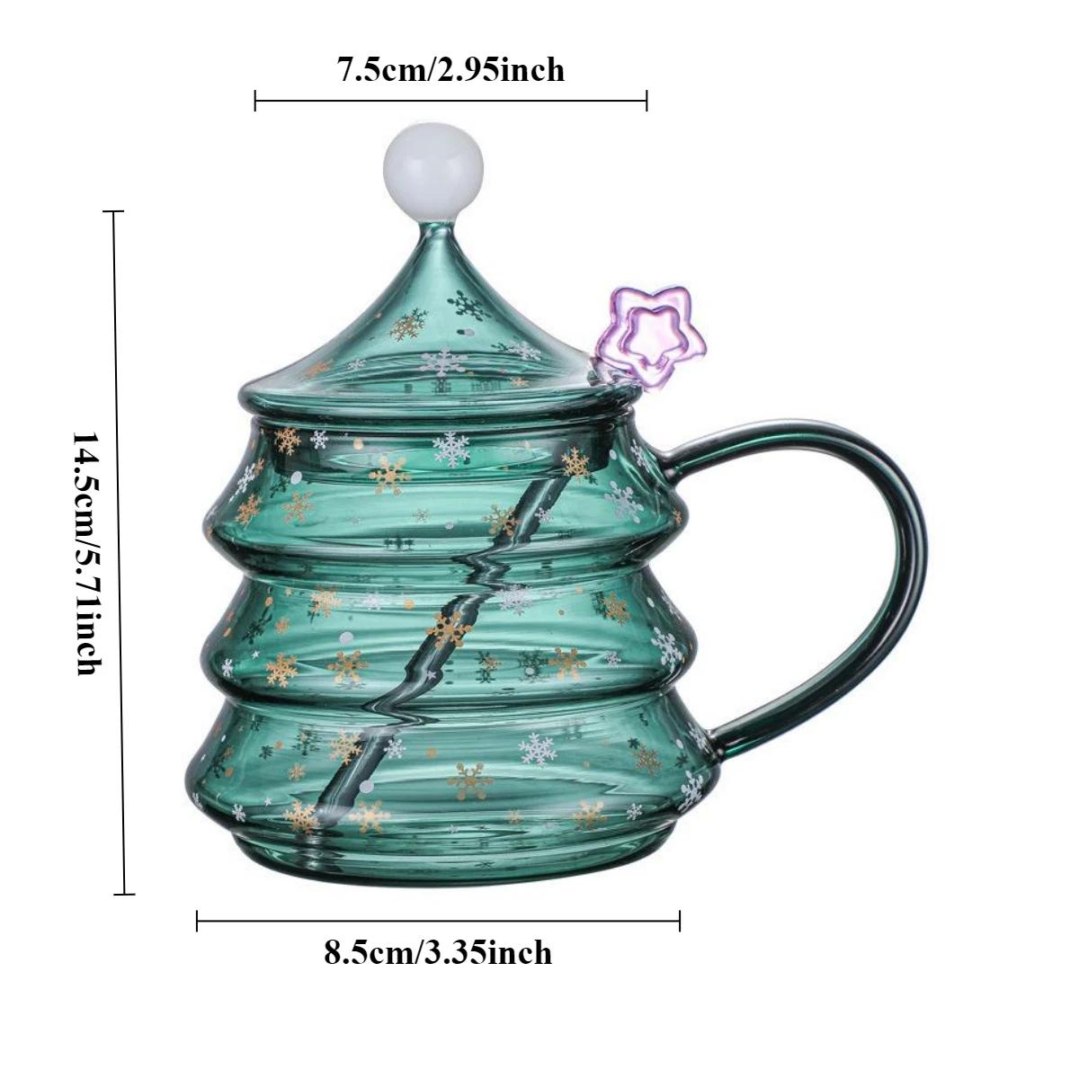 

400/500 мл Термостойкий стеклянный рождественский стакан Милая чашка для чая, кофе, молока с ложкой Детский рождественский подарок 401-500ml