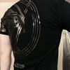2024 Summer Europe Trend Printed Gilding Stand Collar Men's Short Sleeve Pullovers Fashion All-match Office Lady Hoodies Tops