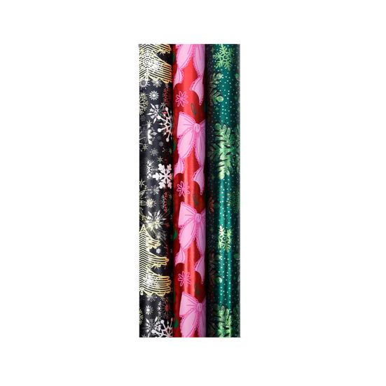 Christmas Wrapping Paper Roll 17 Inch x 120 Inch Snowflake Bow Jumbo Roll Vintage Holiday Gift Wrap for Christmas Parties Supplies
