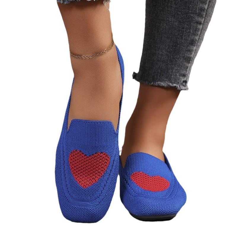 Color matching love single shoes autumn new fly-woven mesh surface shallow mouth one pedal lazy flat bottom casual women's shoes