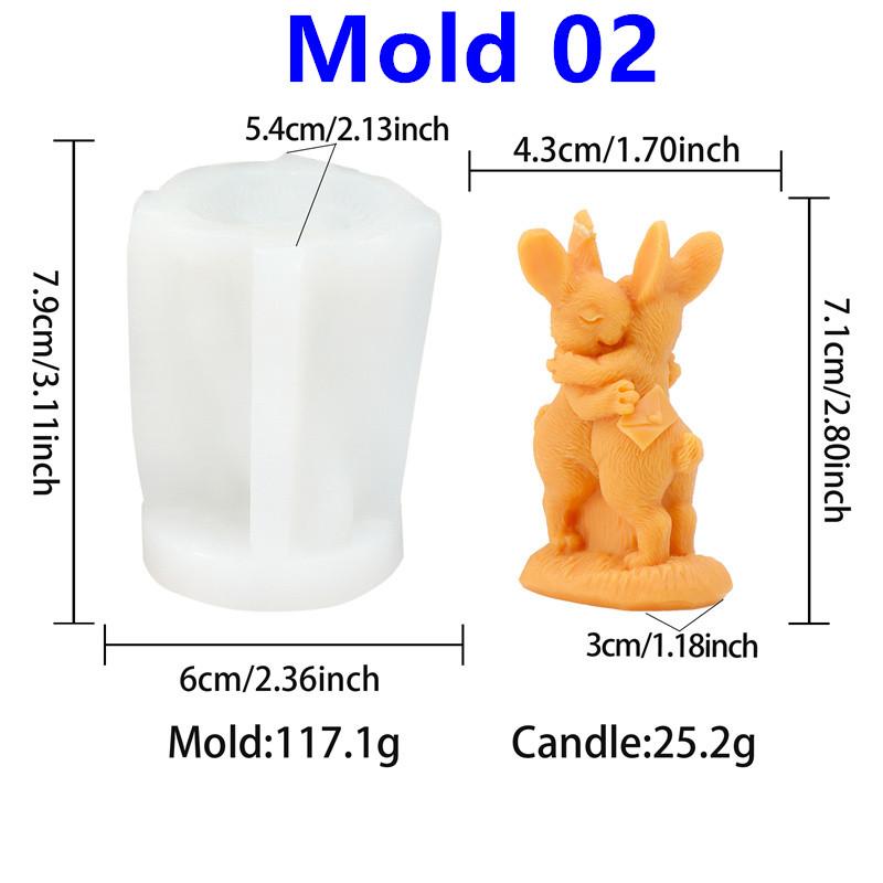 

Easter Couple Rabbit Silicone Candle Mold DIY Hugging Rabbits Rabbit Family Designs Handmade Candles Gypsum Crafts Easter Gifts