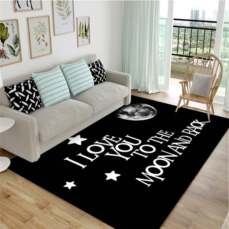 Simple black and white home personalized carpet, living room, bedroom, coffee table, floor mat, household washing mat